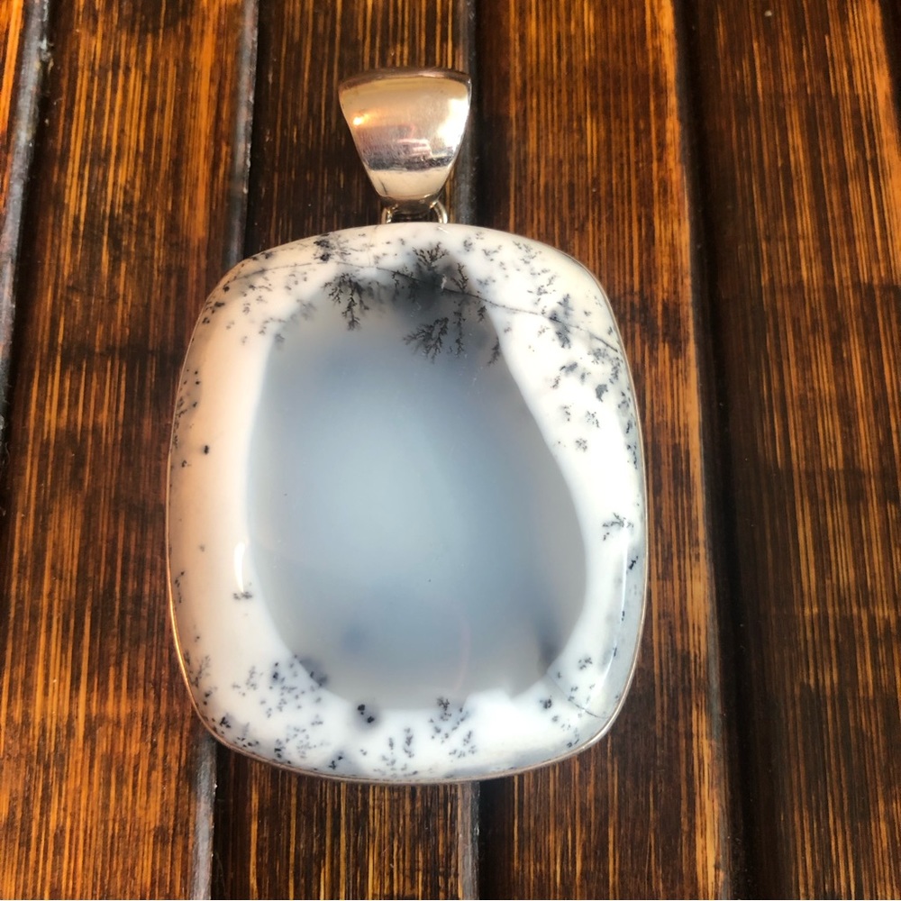 Dendrite stone pendant with silver